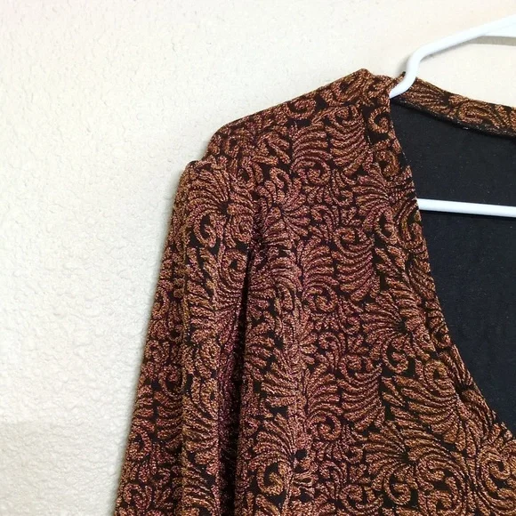 JohnPaulRichard Black and Gold Patterned Top Fall Colors Women's Size XL - Picture 3 of 9